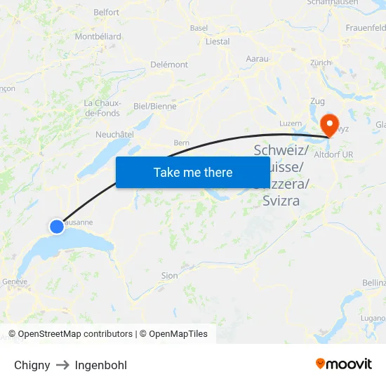 Chigny to Ingenbohl map