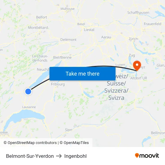 Belmont-Sur-Yverdon to Ingenbohl map