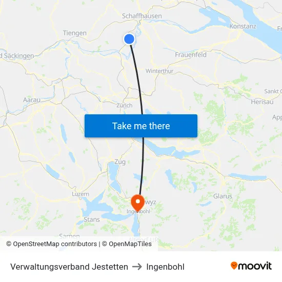 Verwaltungsverband Jestetten to Ingenbohl map