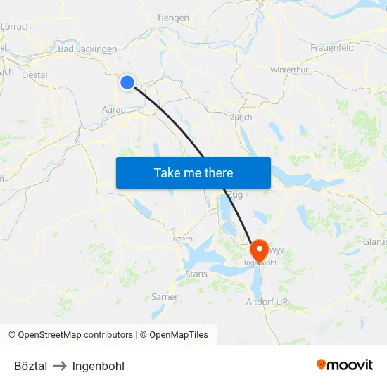 Böztal to Ingenbohl map