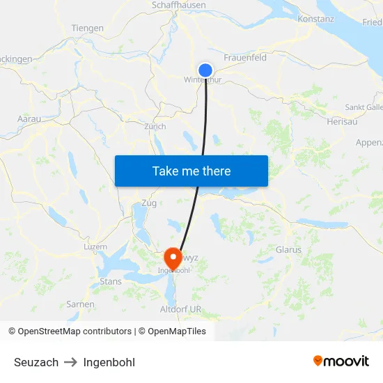 Seuzach to Ingenbohl map