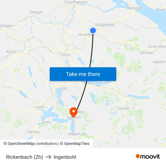 Rickenbach (Zh) to Ingenbohl map