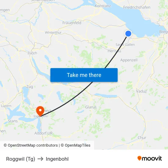 Roggwil (Tg) to Ingenbohl map