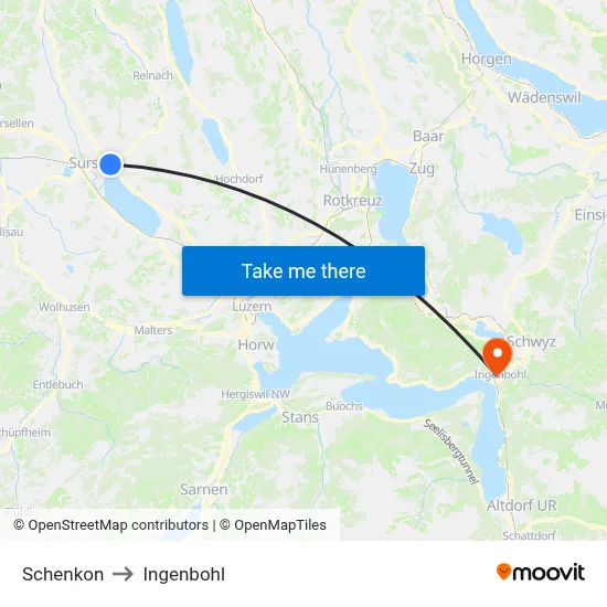 Schenkon to Ingenbohl map
