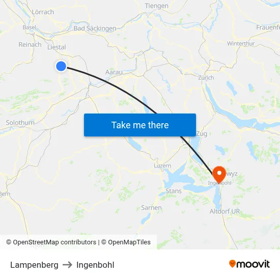 Lampenberg to Ingenbohl map