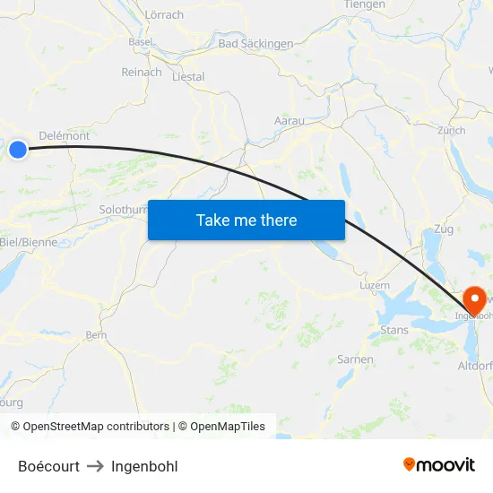 Boécourt to Ingenbohl map