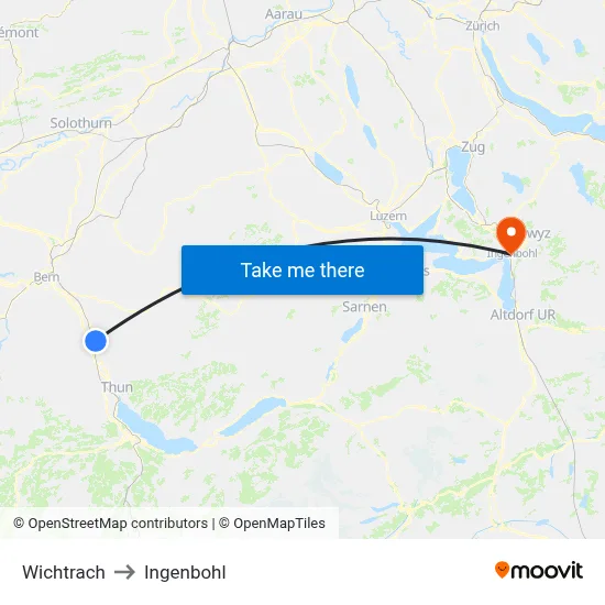Wichtrach to Ingenbohl map