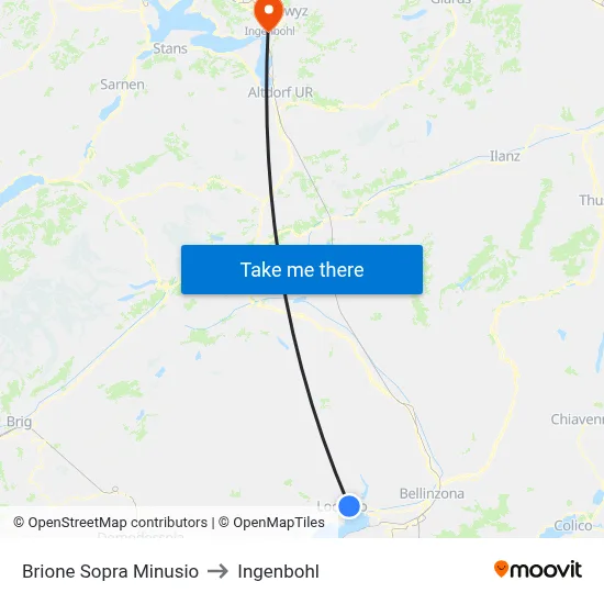 Brione Sopra Minusio to Ingenbohl map