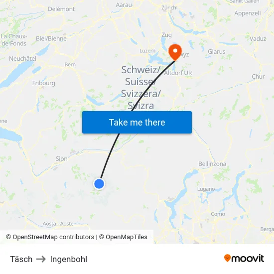 Täsch to Ingenbohl map