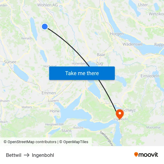 Bettwil to Ingenbohl map