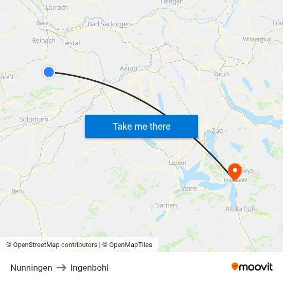 Nunningen to Ingenbohl map