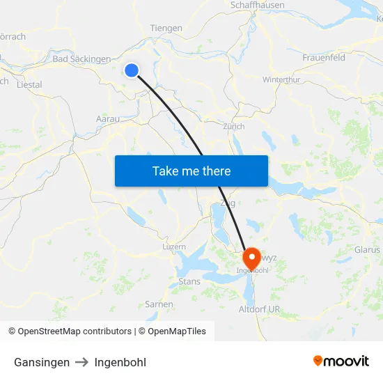 Gansingen to Ingenbohl map