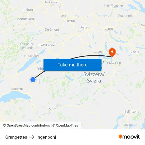 Grangettes to Ingenbohl map