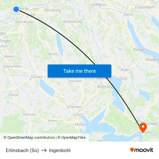 Erlinsbach (So) to Ingenbohl map