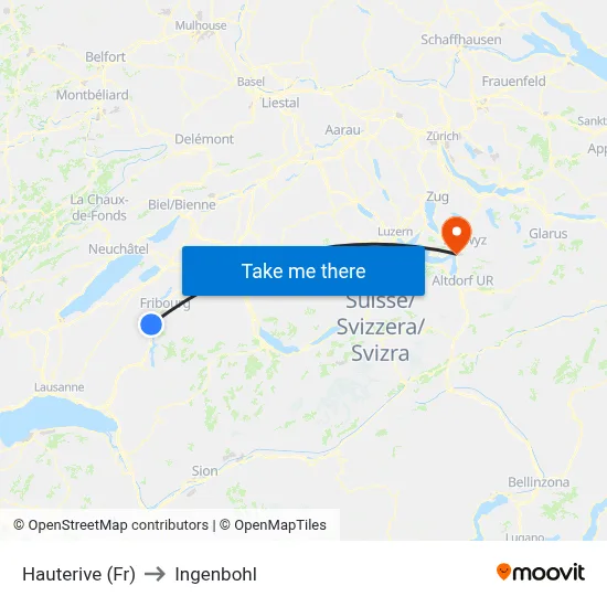 Hauterive (Fr) to Ingenbohl map