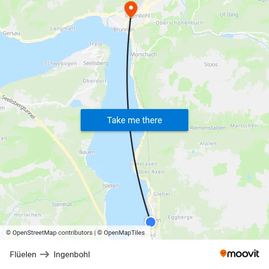 Flüelen to Ingenbohl map