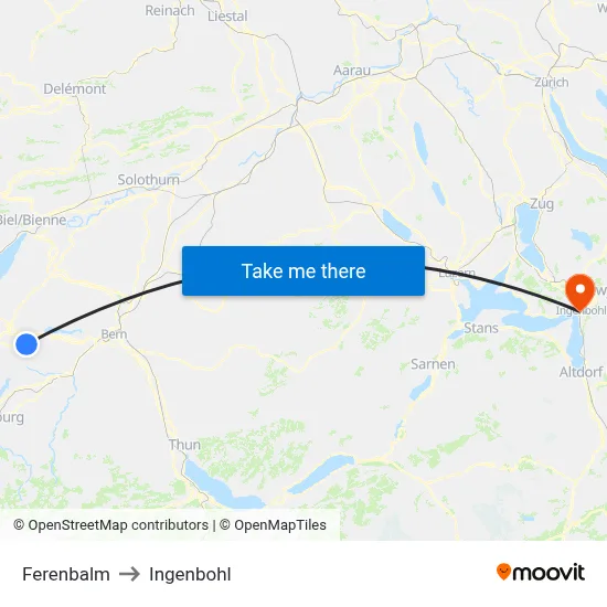 Ferenbalm to Ingenbohl map
