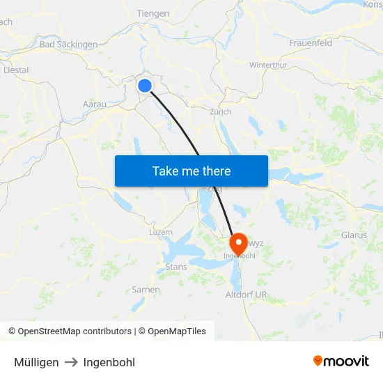 Mülligen to Ingenbohl map