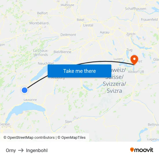 Orny to Ingenbohl map