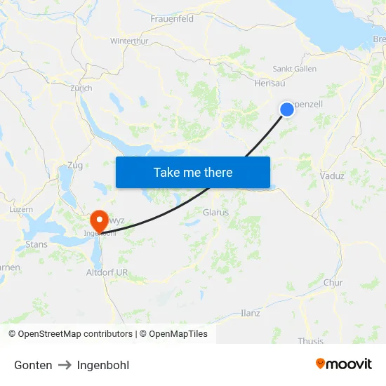 Gonten to Ingenbohl map