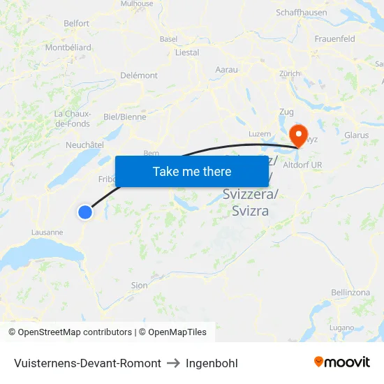 Vuisternens-Devant-Romont to Ingenbohl map