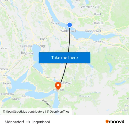 Männedorf to Ingenbohl map