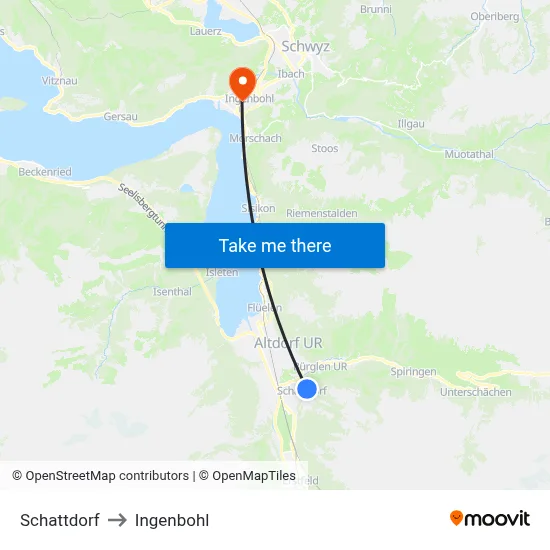 Schattdorf to Ingenbohl map