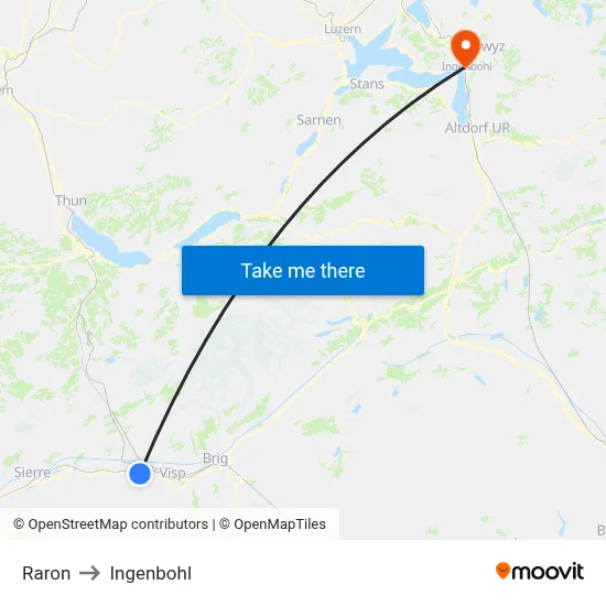 Raron to Ingenbohl map
