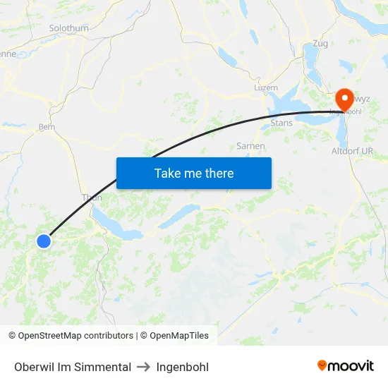 Oberwil Im Simmental to Ingenbohl map