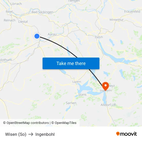 Wisen (So) to Ingenbohl map