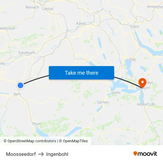 Moosseedorf to Ingenbohl map