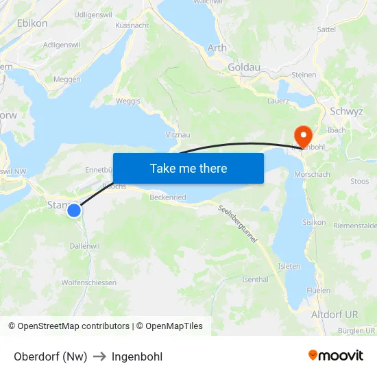 Oberdorf (Nw) to Ingenbohl map