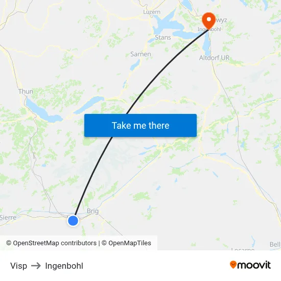 Visp to Ingenbohl map