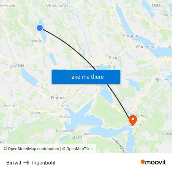 Birrwil to Ingenbohl map