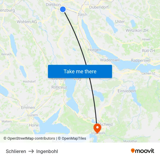 Schlieren to Ingenbohl map