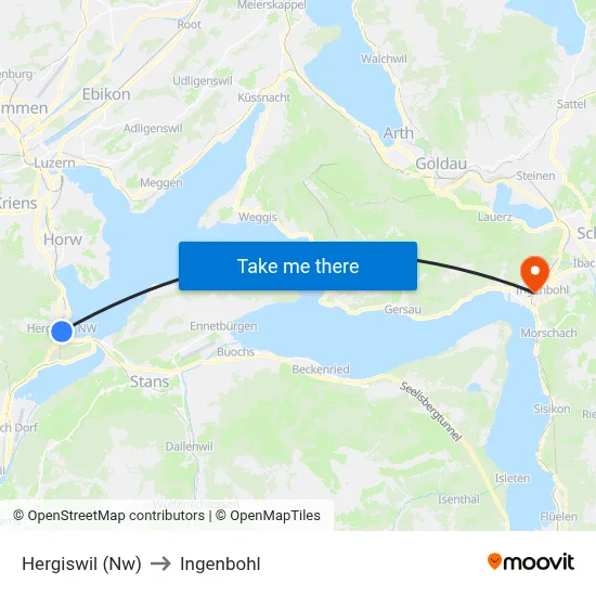 Hergiswil (Nw) to Ingenbohl map