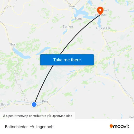 Baltschieder to Ingenbohl map