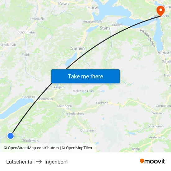 Lütschental to Ingenbohl map
