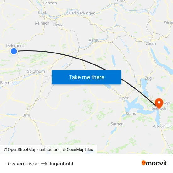 Rossemaison to Ingenbohl map