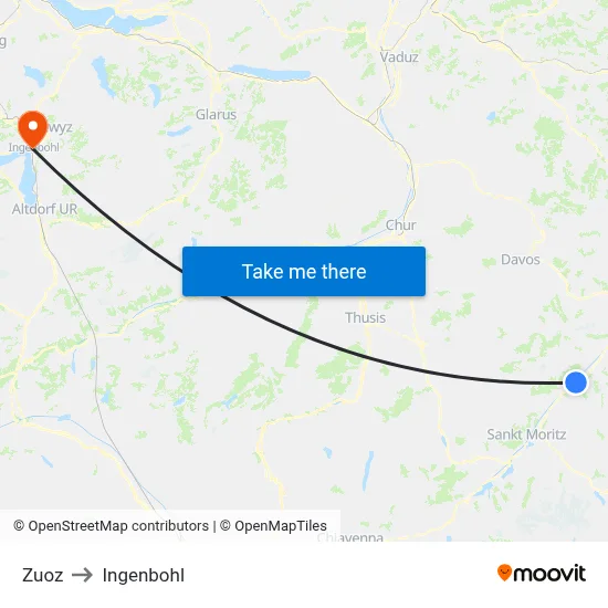 Zuoz to Ingenbohl map