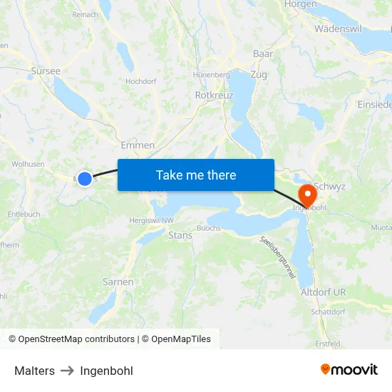Malters to Ingenbohl map