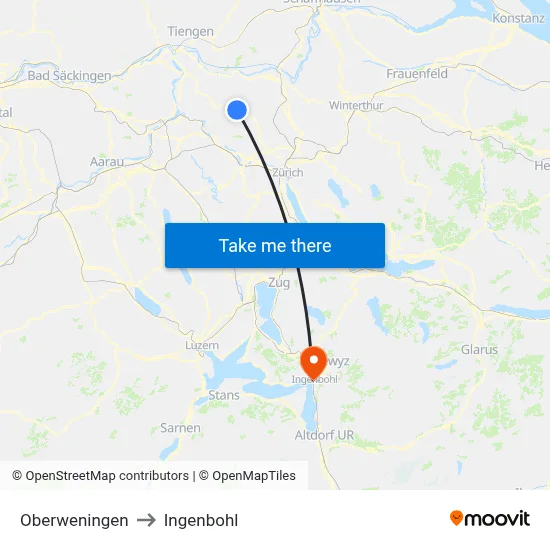 Oberweningen to Ingenbohl map