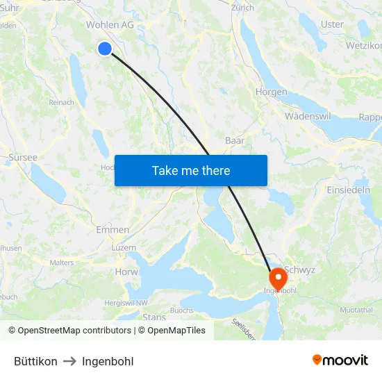 Büttikon to Ingenbohl map