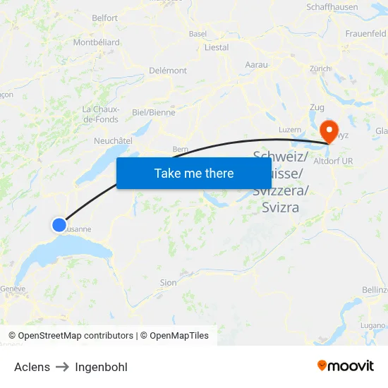 Aclens to Ingenbohl map