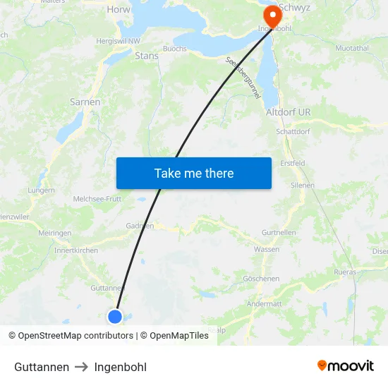 Guttannen to Ingenbohl map