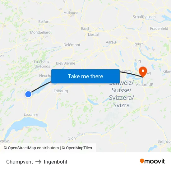 Champvent to Ingenbohl map