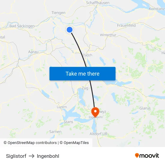 Siglistorf to Ingenbohl map