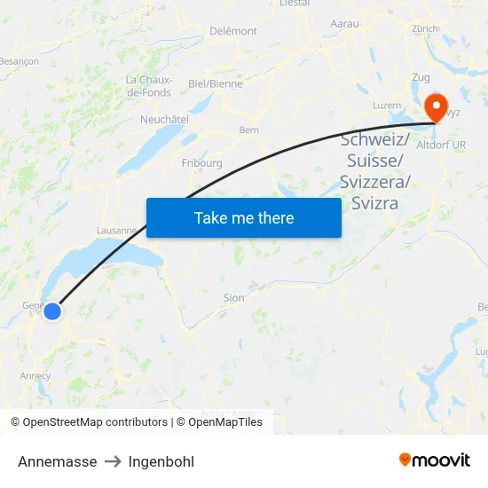 Annemasse to Ingenbohl map