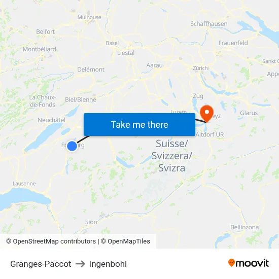 Granges-Paccot to Ingenbohl map