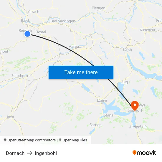Dornach to Ingenbohl map